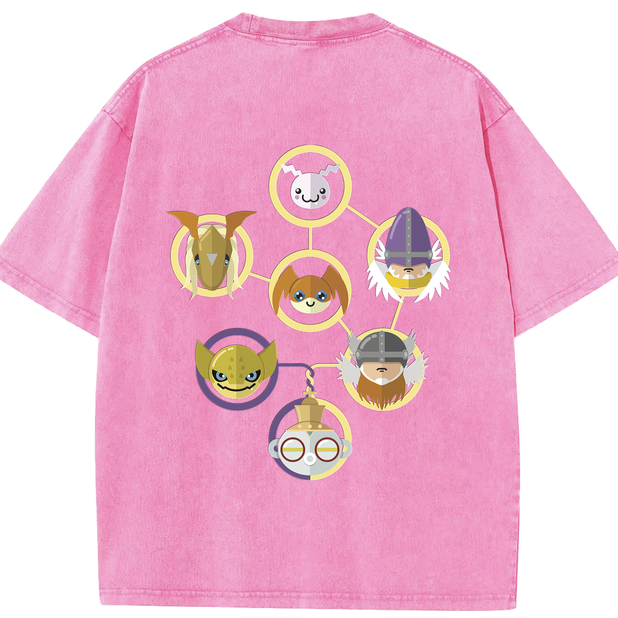 （画像用） Digimon デジタルモンスター/デジモン 綿100% ヴィンテージ風 半袖Tシャツ（背面プリント）